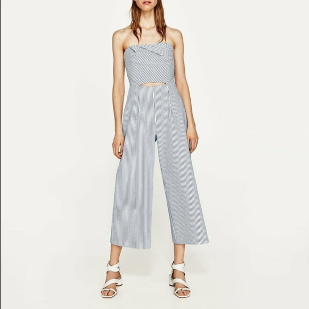 Zara striped jumpsuit